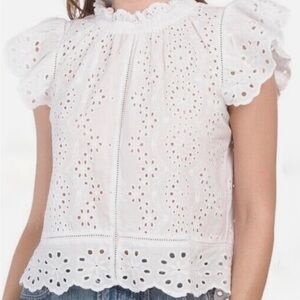 Anthropologie Jennifer & Grace White Eyelet Lace Blouse Medium